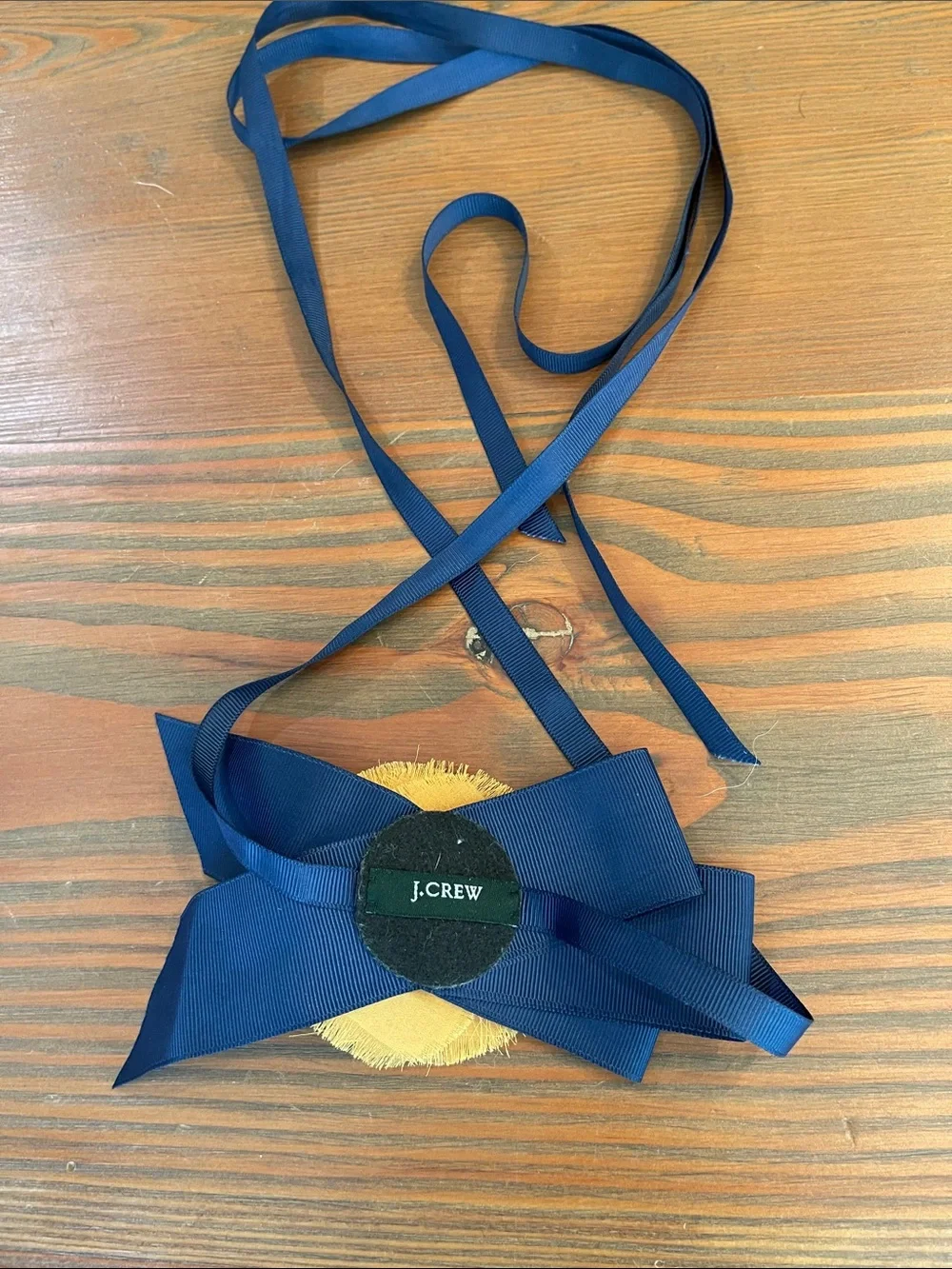 J. Crew Navy Ribbon Necklace/Belt with Yellow Rosette